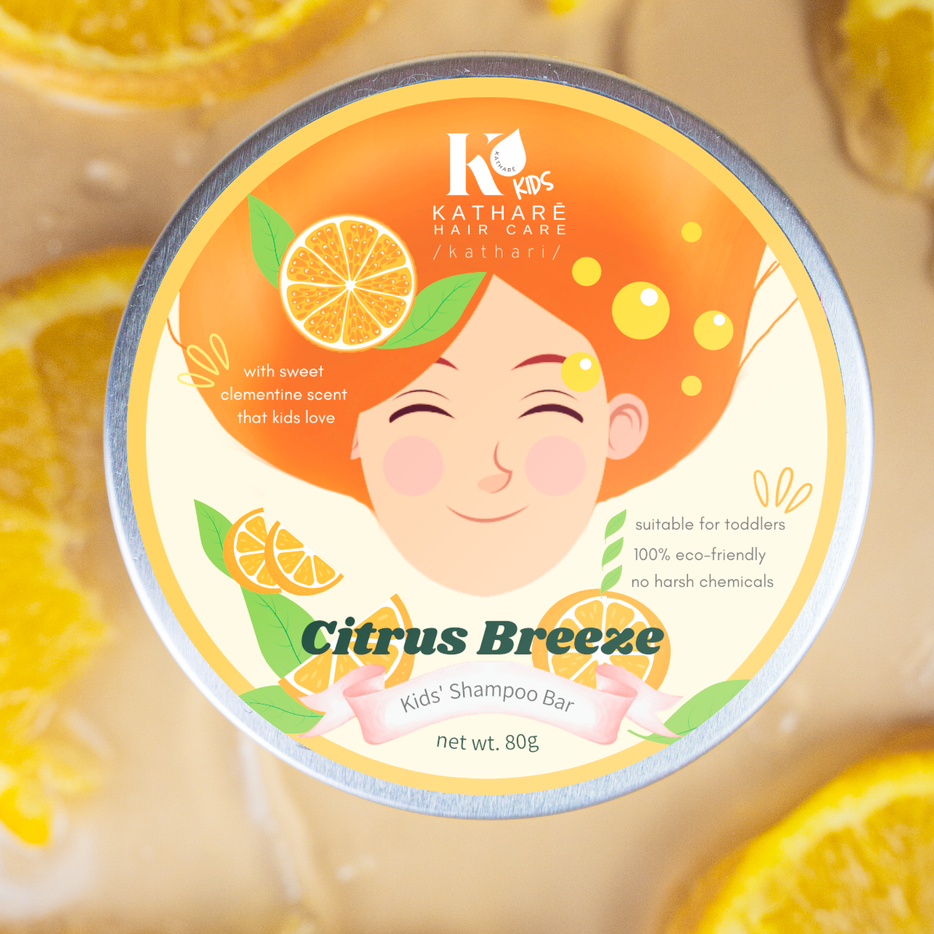 Citrus Breeze Kid's Shampoo Bar 80g | For Sensitive Skin